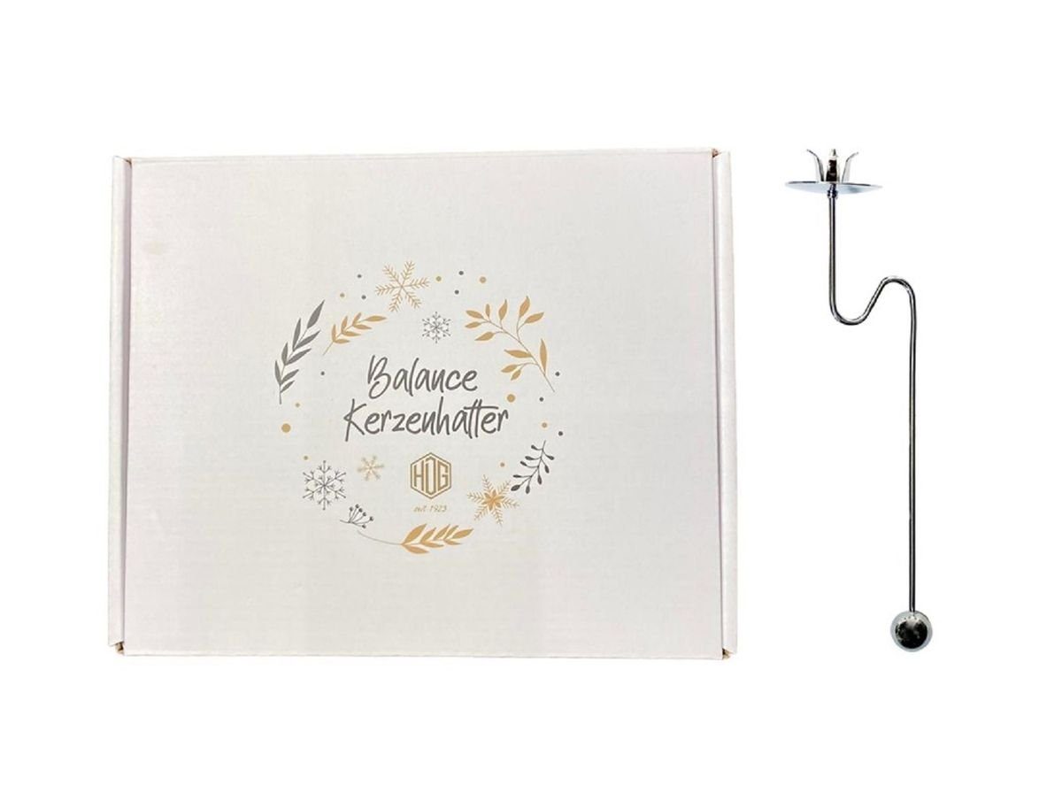 hdg Christbaumschmuck Kerzenhalter Balancehalter silber glänzend für Weihnachtsbaum, Pendelhalter 6 Stück im Schmuckkarton
