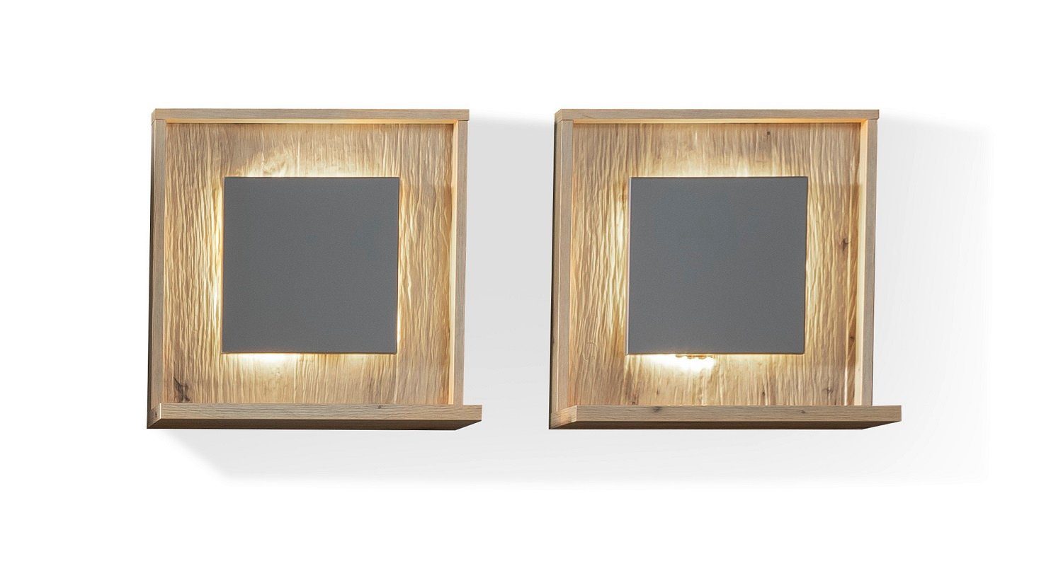 MCA furniture Wohnwand Wohnkombination 1 Lizzano, Balkeneiche / Royal Grey, 3-teilig, LED, (4-St)