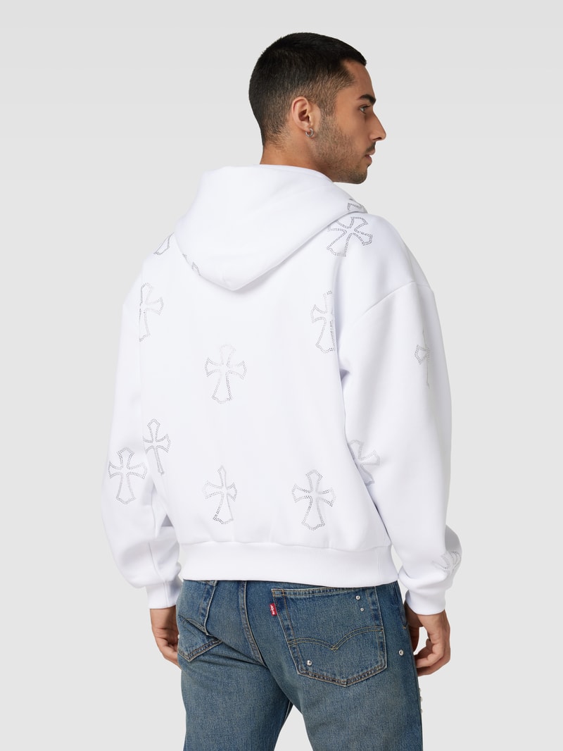 Sweatjacke mit Label-Detail in weiß