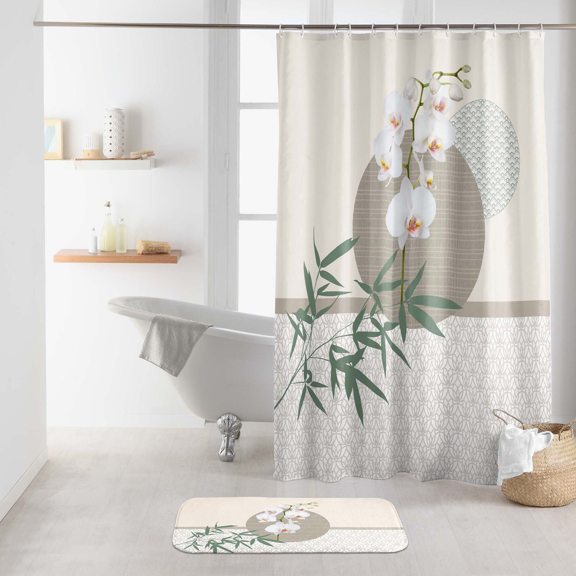 Rideau de douche imprimé orchidée