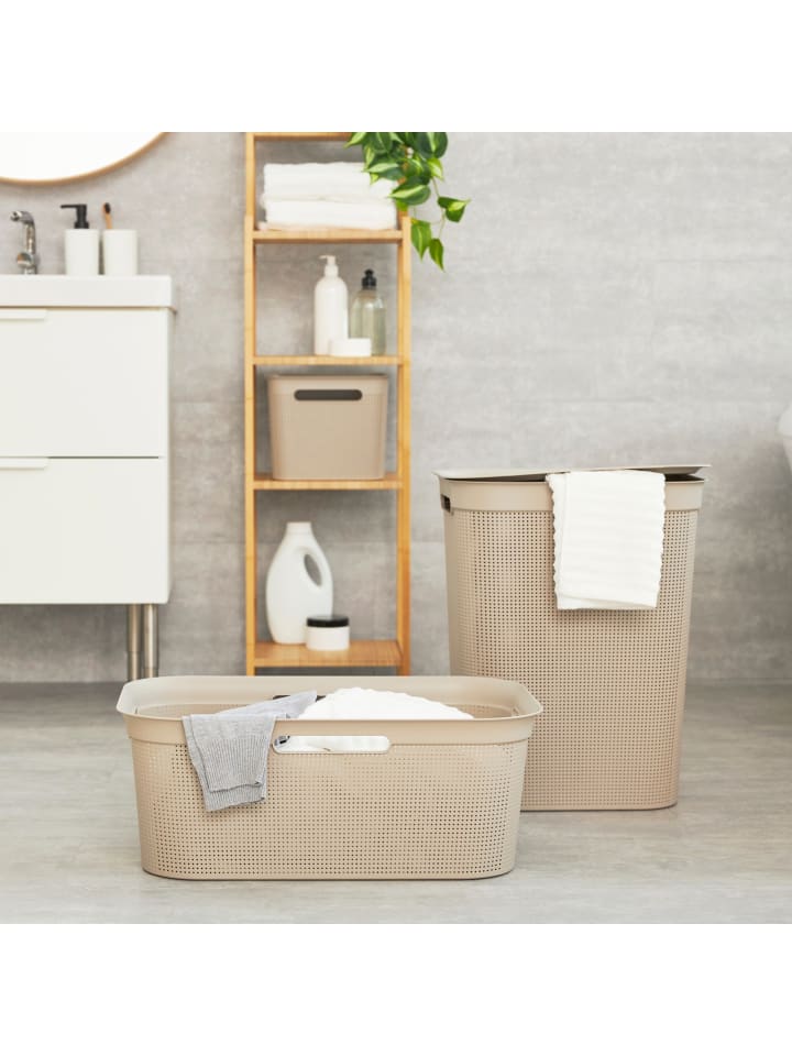 Rotho Brisen Wäschebox 50l mit Deckel und Griffe in Cappuccino günstig kaufen onesize