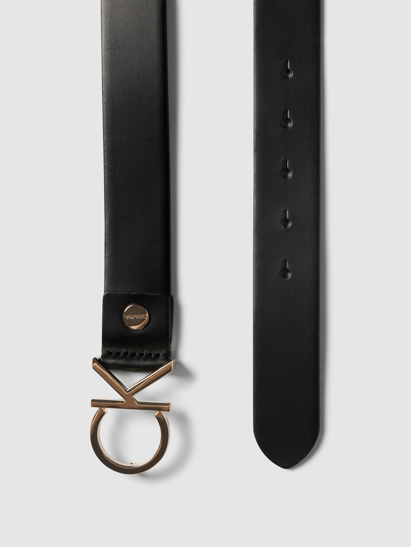 Ledergürtel mit Label-Applikation in schwarz