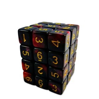 Spielwürfel W6 - Rot Marmor 12 mm (36)