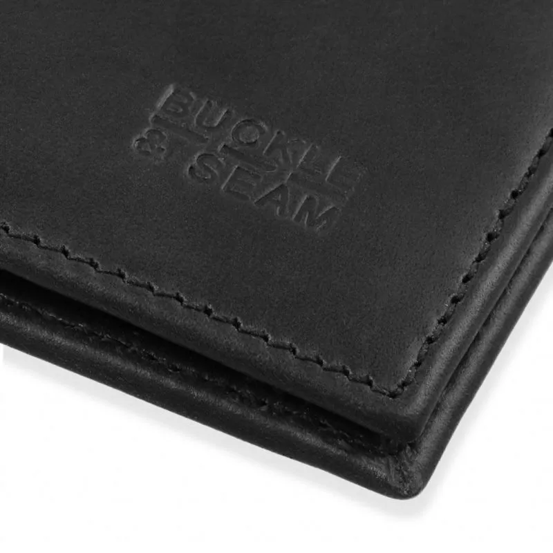 Buckle & Seam Leder Portemonnaie Bill - Schwarz