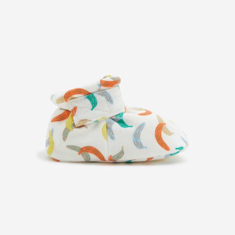 Chaussons bébé blancs ivoire à motifs bananes Catimini