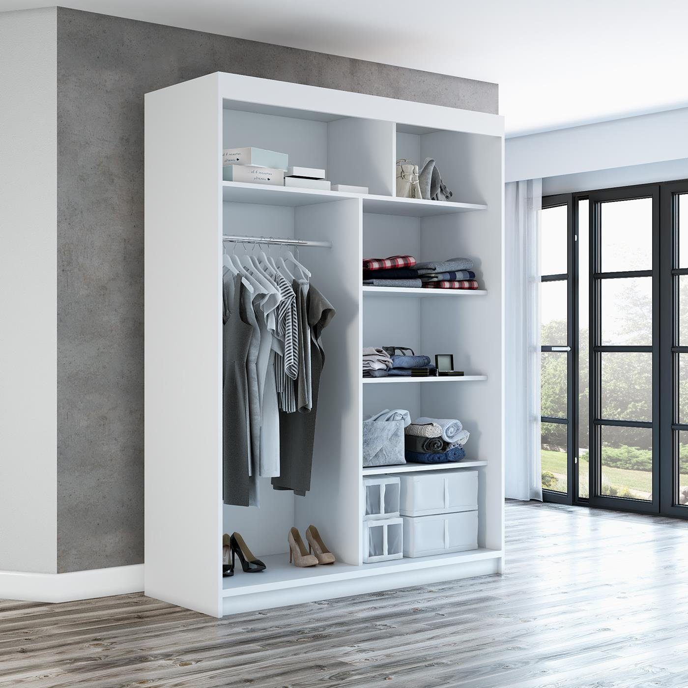 A&J MöbelLand GmbH Schwebetürenschrank GAP 160 cm mit Spiegel