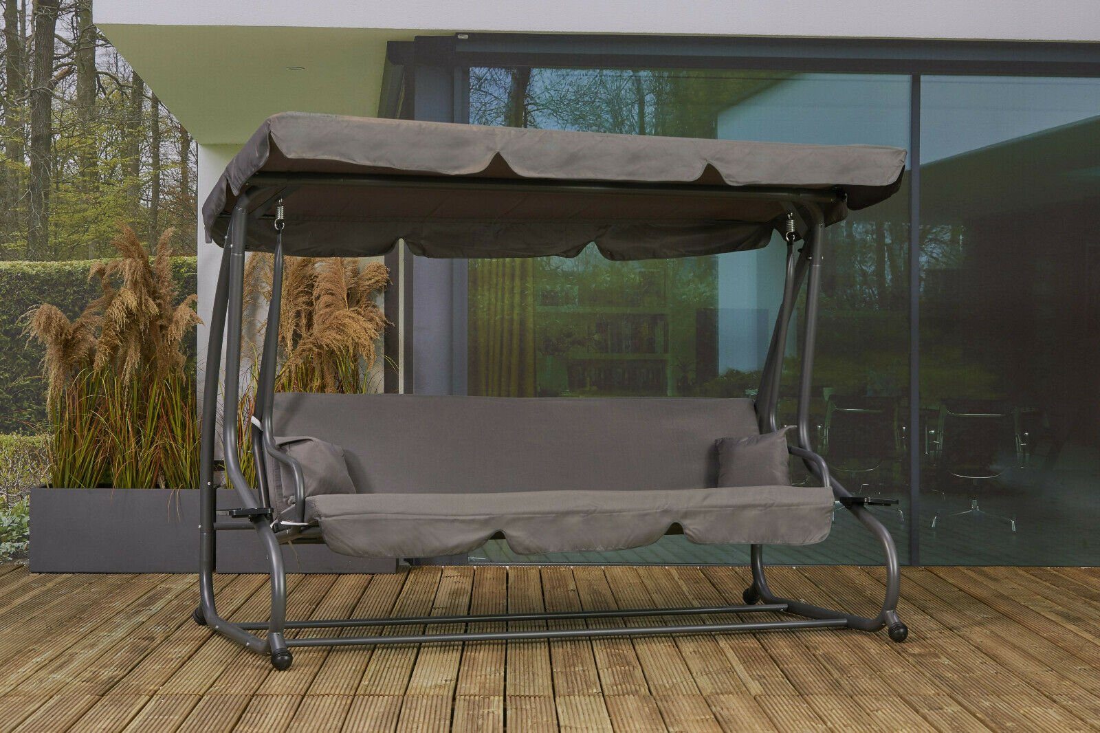 Pure Home & Garden Hollywoodschaukel Hollywoodschaukel mit Bettfunktion Askim anthrazit 4 Sitzer, 4-Sitzer, inkl. Auflagen