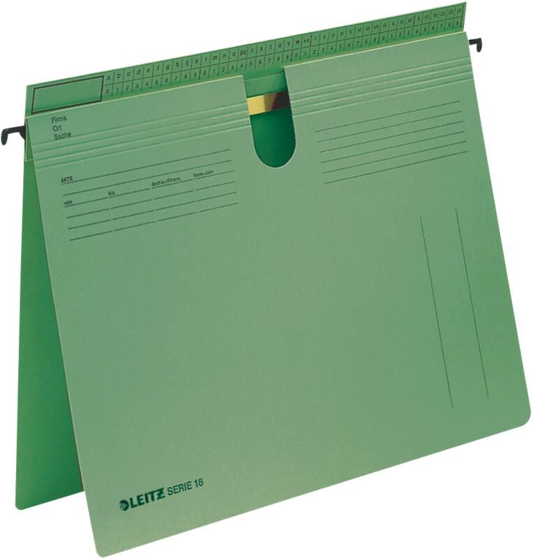 Leitz SERIE 18 Hängehefter 1814 DIN A4 Behördenheftung und Kaufmännische Heftung V-Base 15 mm 250 g/m² Grün 100% Recycelter Manila-Karton