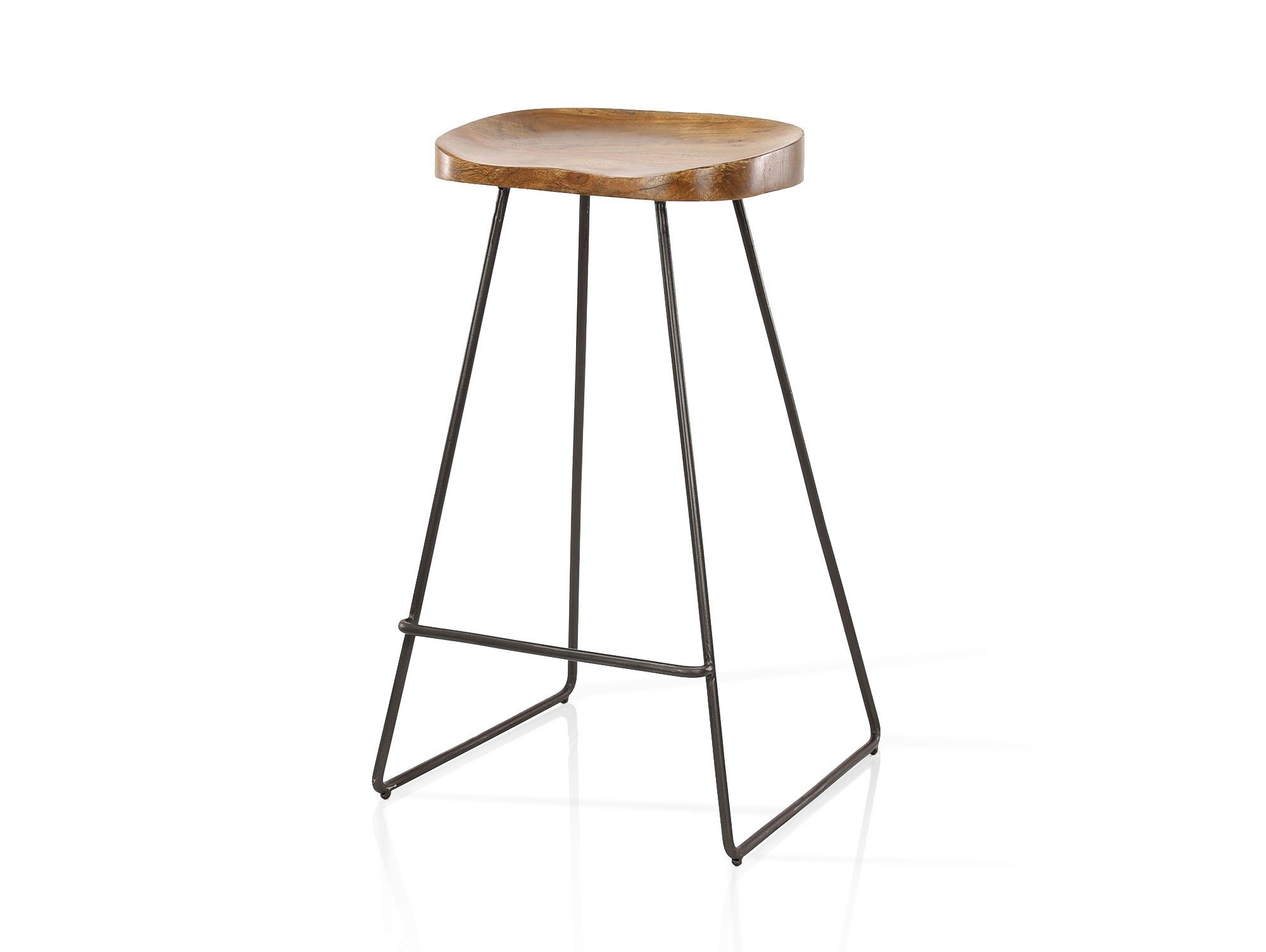 Moebel-Eins Bartisch, JARON Barhocker, Material Massivholz/Metall, Sitzfläche Akazie + Gestell schwarz