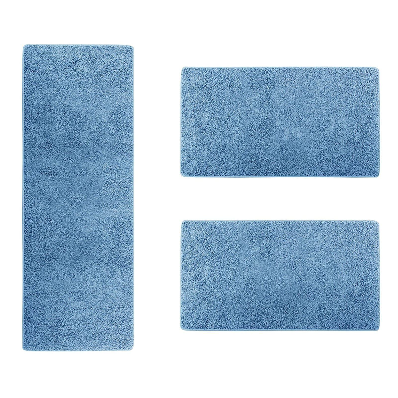 Hochflor-Bettumrandung Barcelona, 13 Farben & 3 Größen, Teppichläufer, ideal im Schlafzimmer Floordirekt, Höhe 22 mm, (3-tlg), Shaggy