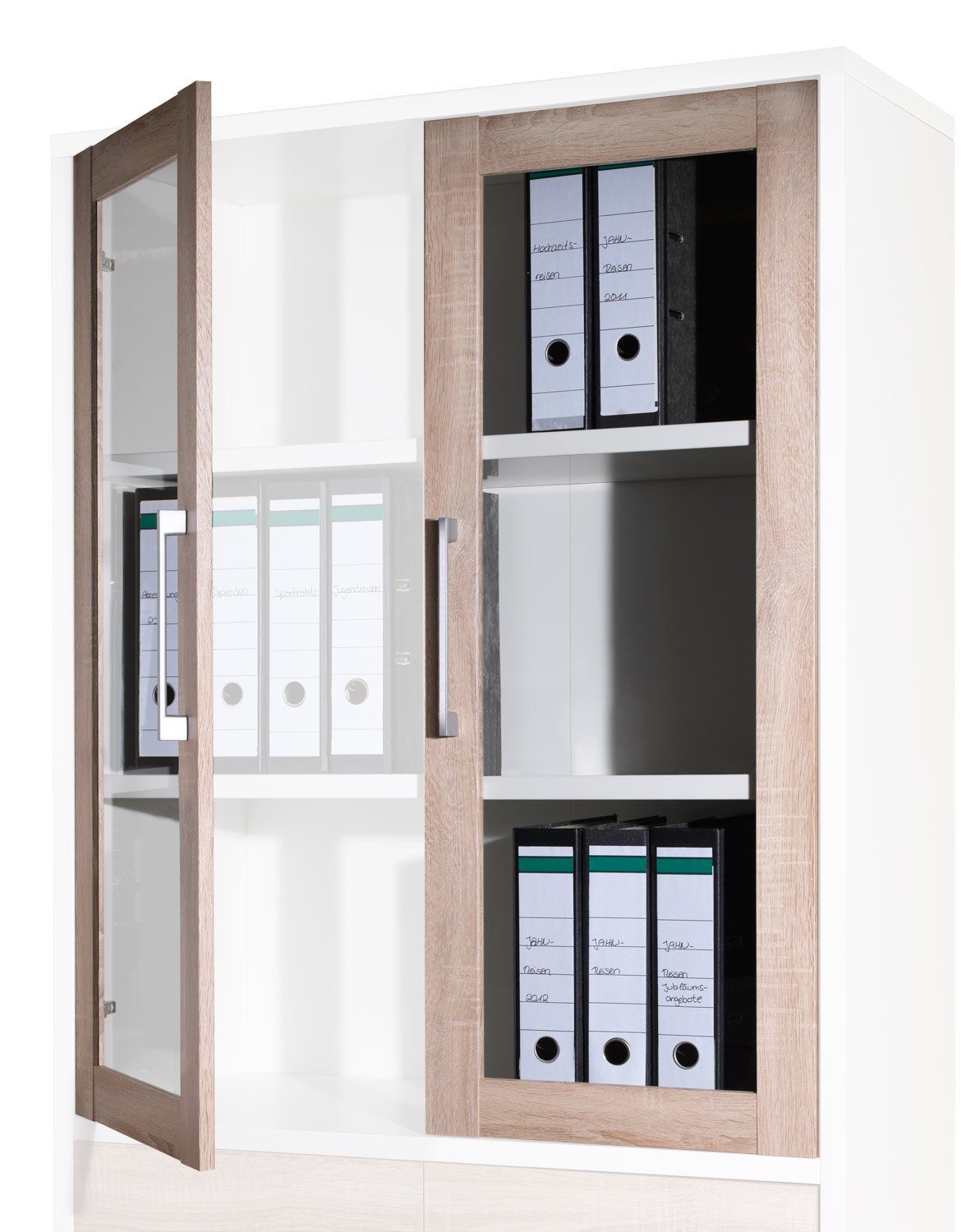 Tvilum Schranktür Glastüren 2er Set PRIMA, B 84 x H 105 cm, Glas, mit Rahmen in Eichedekor und 2 Griffen