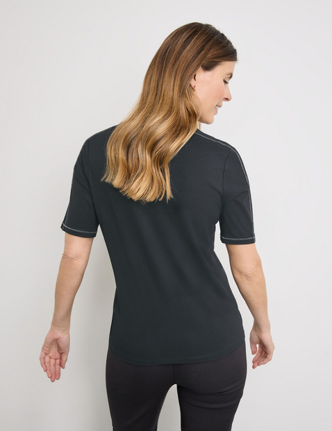 Halbarmshirt mit Material-Mix