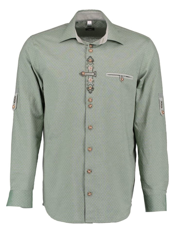 OS-Trachten Trachtenhemd Olore in khaki/schlamm günstig kaufen