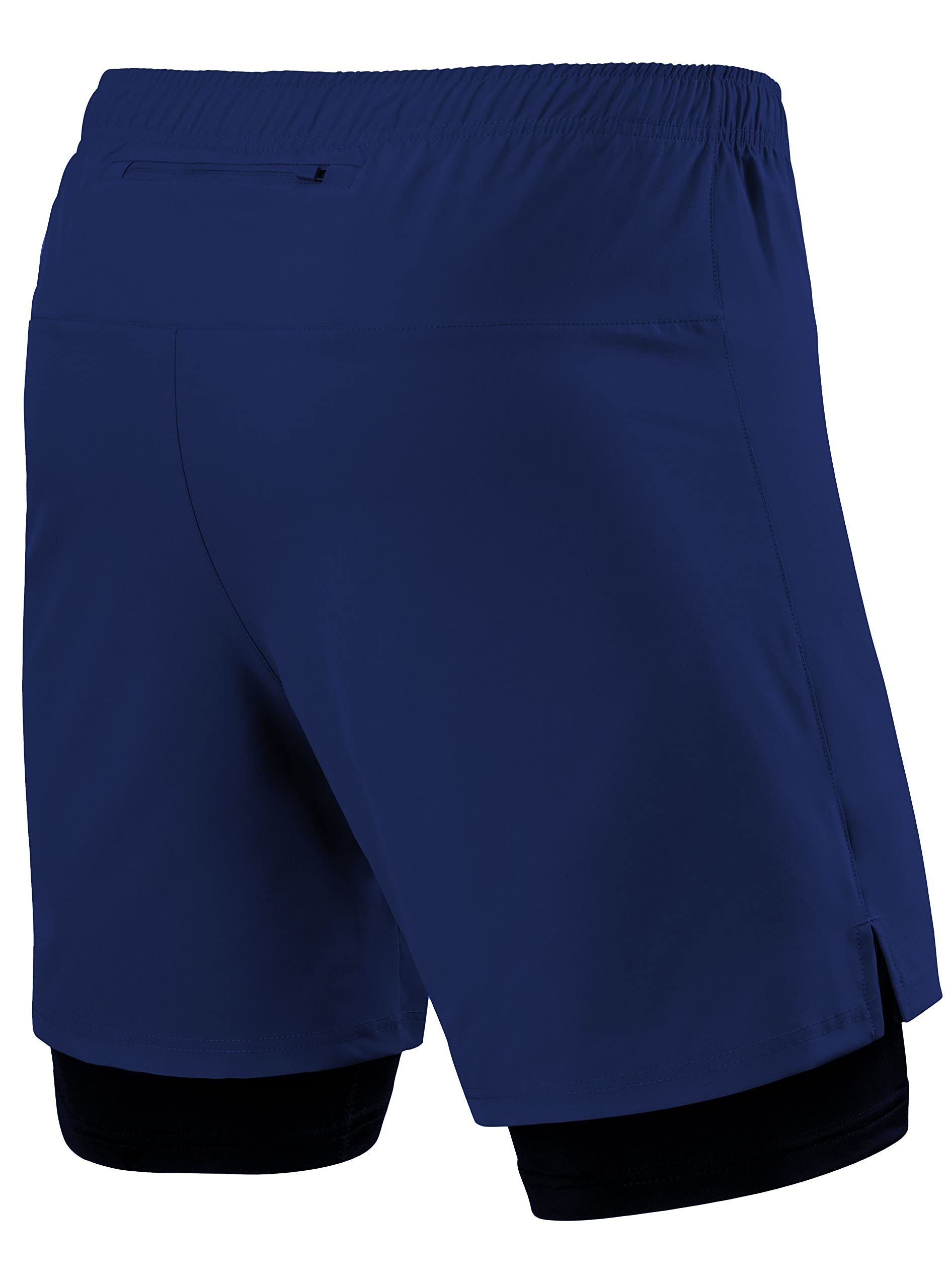 TCA Trainingsshorts TCA Herren 2 in 1 Laufhose mit Kompressionshose - Blau/Schwarz, M