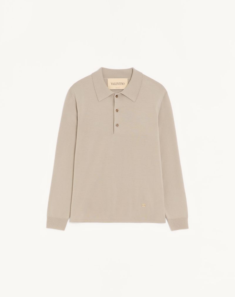 Valentino poloshirt van wol met V-logo