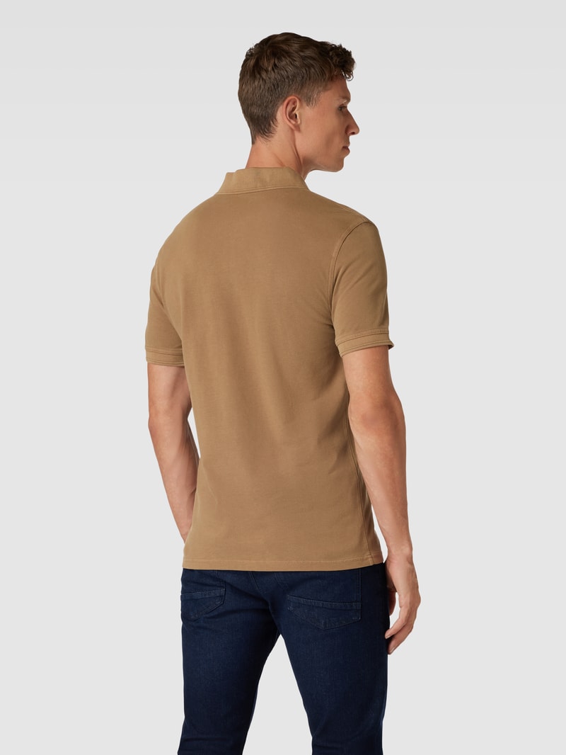 Poloshirt mit Logo-Stitching Modell 'PRIME' in camel