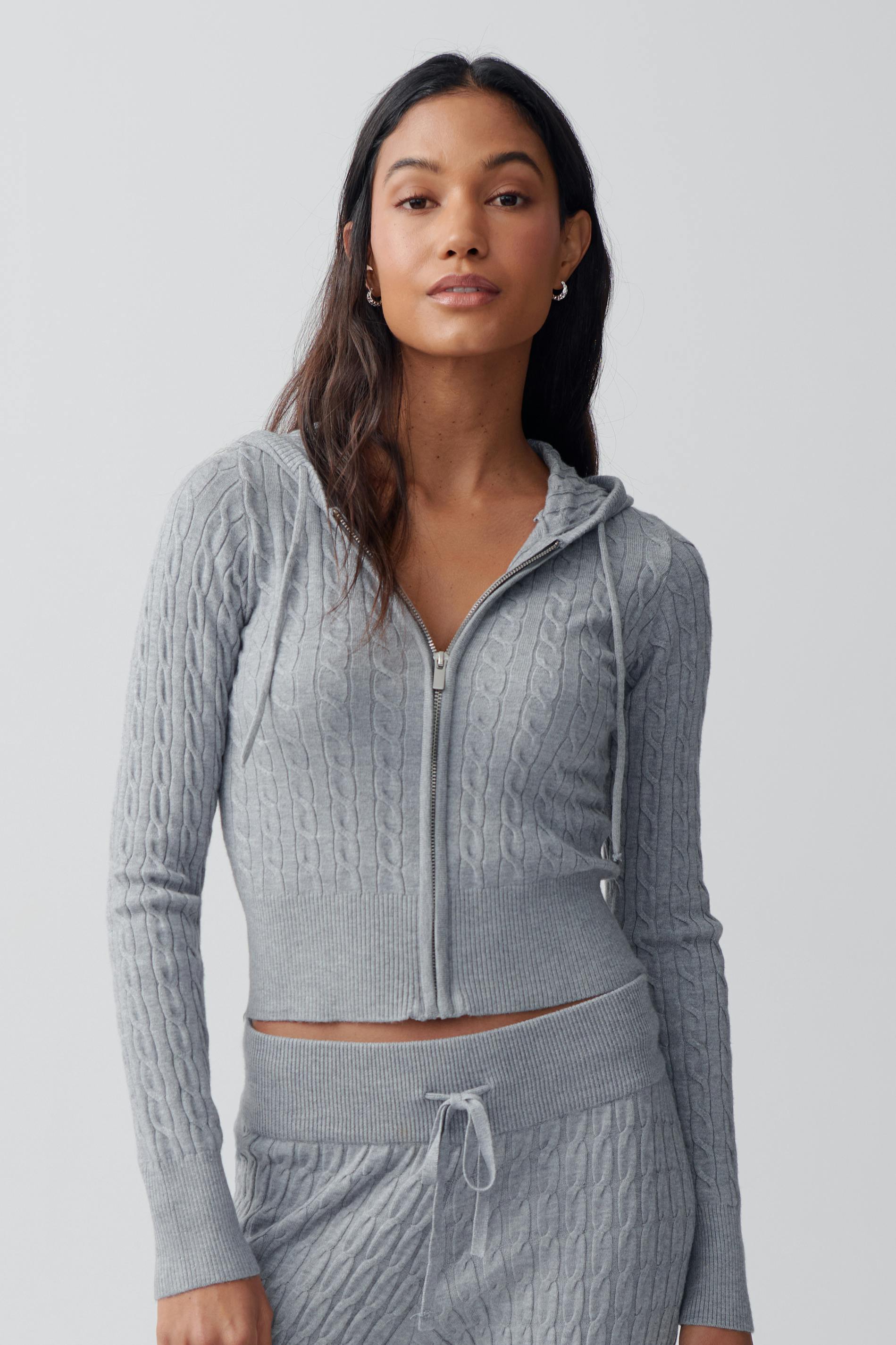 Cable knitted jacket