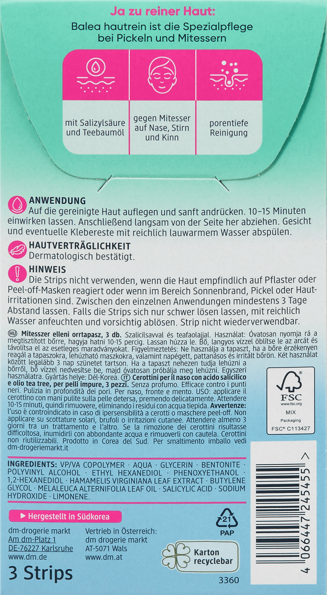 Anti-Mitesser Nosestrips Hautrein, 3 St