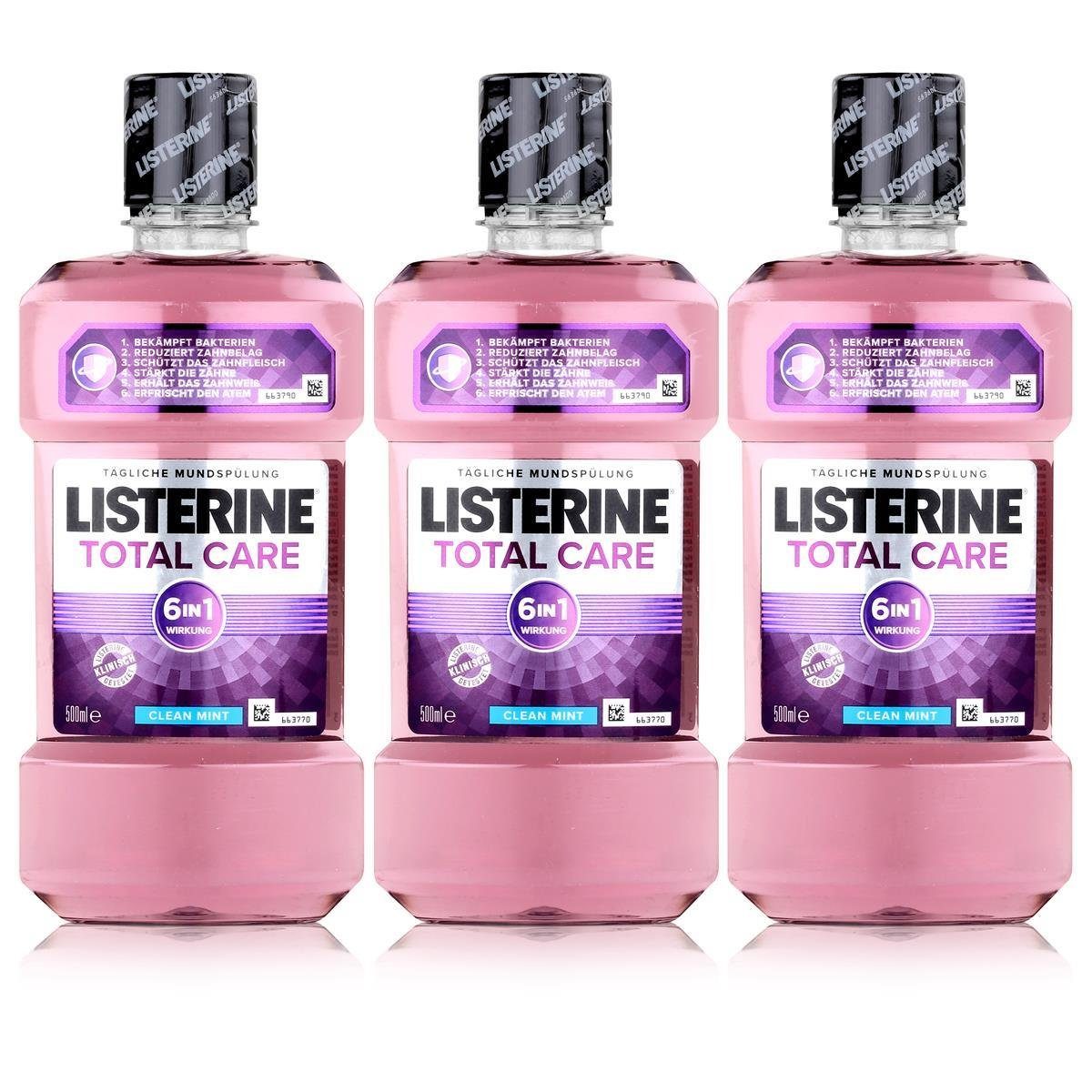 Listerine Mundspülung, Listerine Total Care 500ml - Erhält das Zahnfleisch gesund (3er Pack)