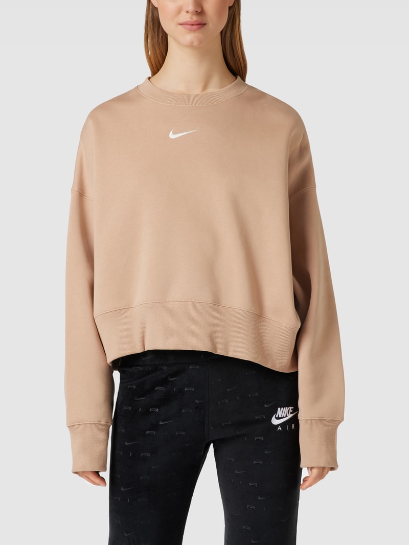 Sweatshirt mit Logo-Stitching in haselnuss braun