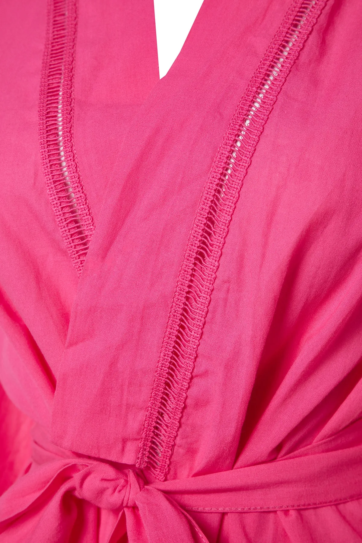Trendyol Collection  Rosa Maxi-Accessoire mit gewebten Streifen und Gürtel, 100 % Baumwolle, Kimono und Kaftan TBESS21KM0094