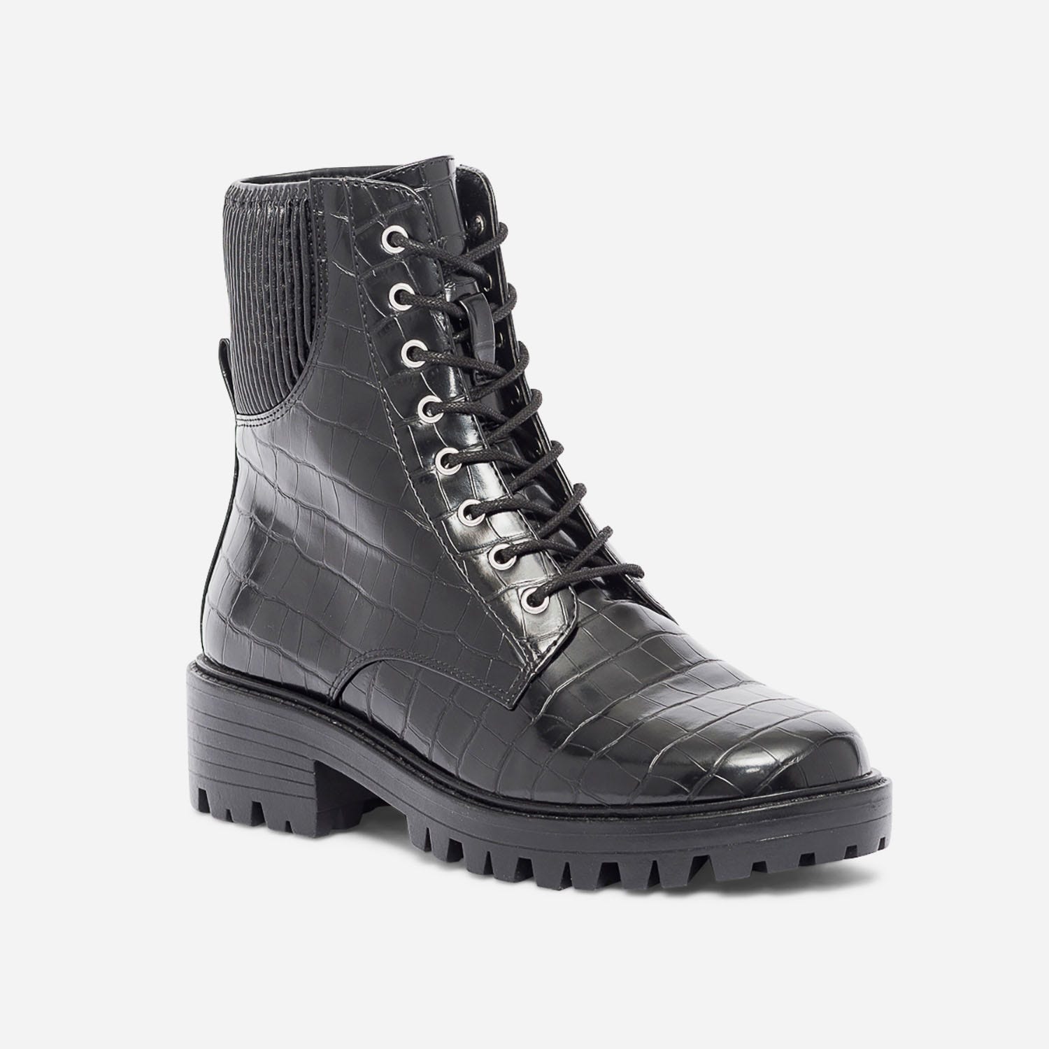 Bottine TEXTO noire effet croco