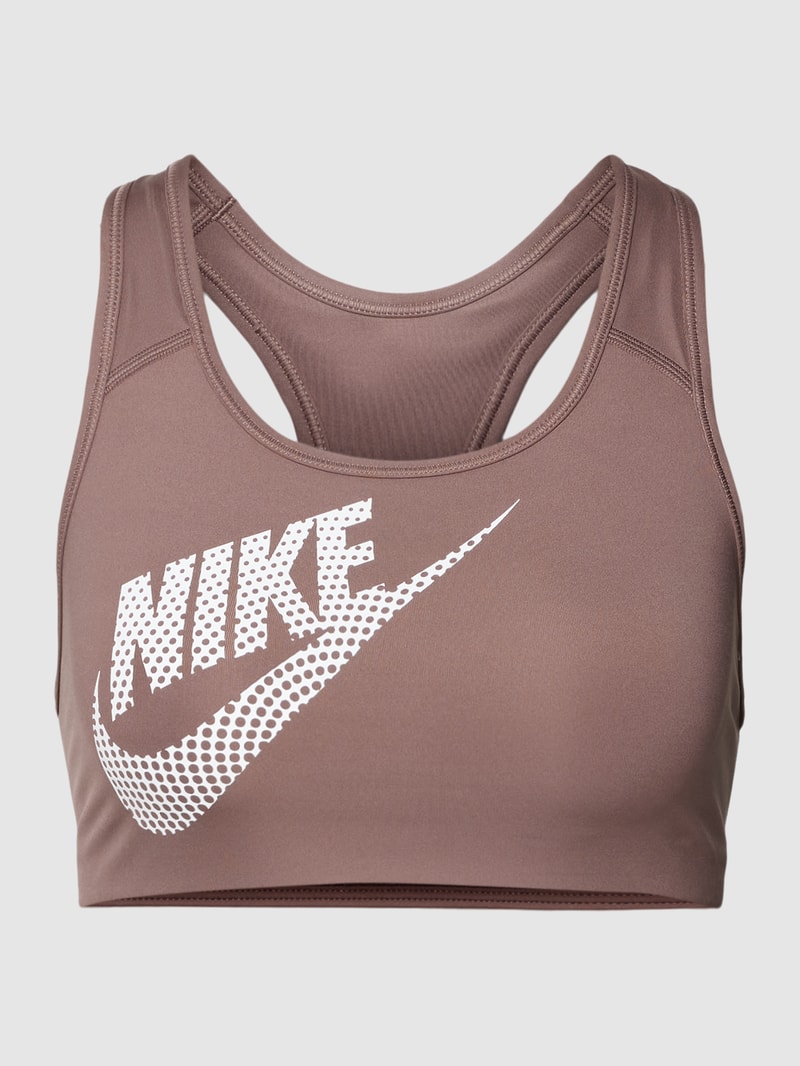 Sport-BH mit Label-Print in mittelbraun