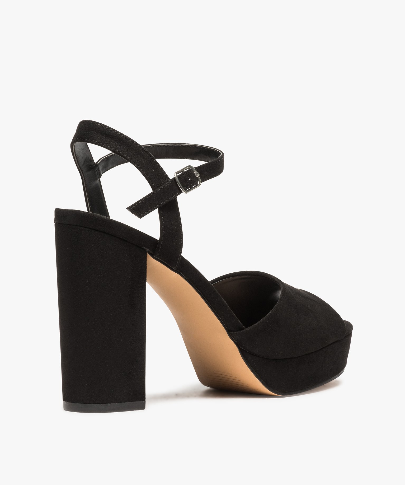 Sandales femme à talon haut et plate-forme noir | GEMO