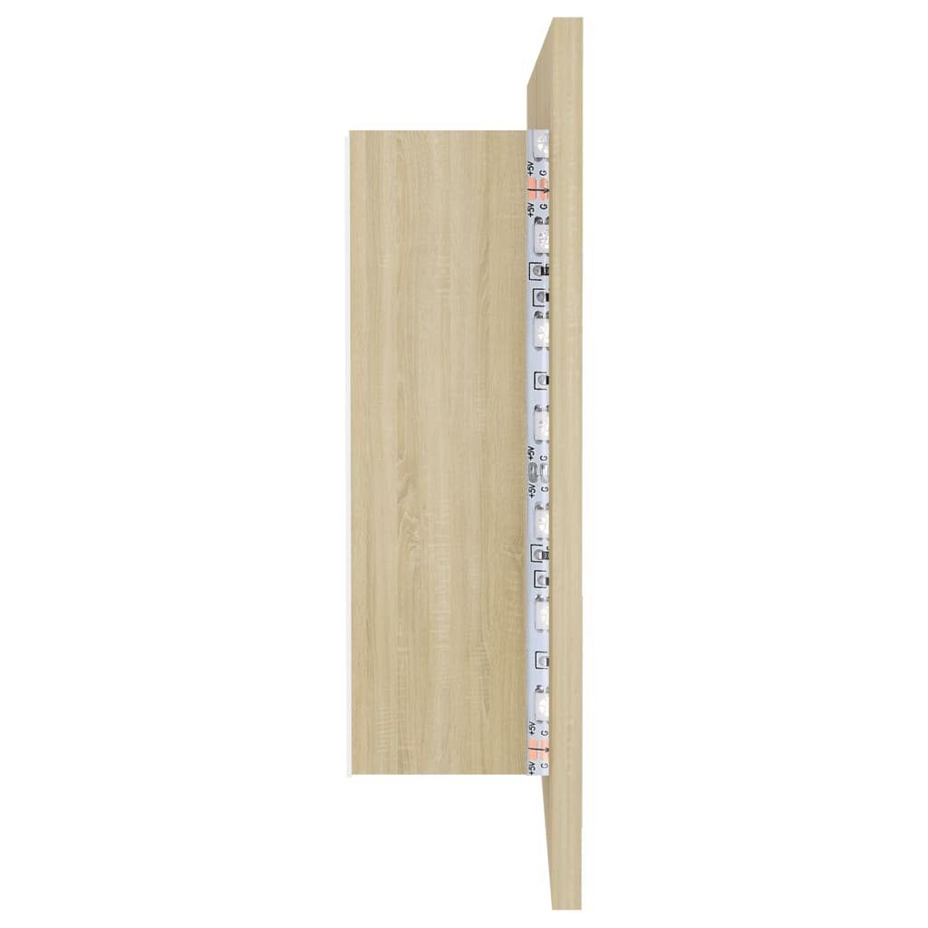 vidaXL Badezimmerspiegelschrank LED-Bad-Spiegelschrank Sonoma-Eiche 90x12x45 cm Acryl (1-St)