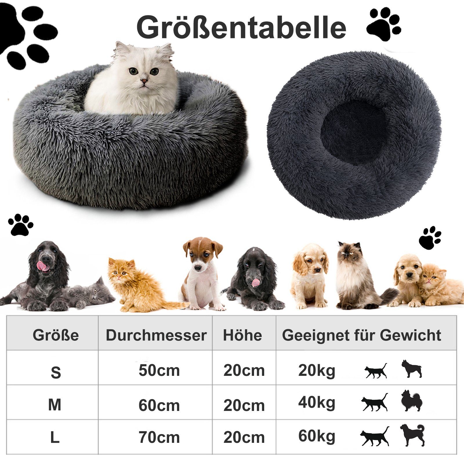CALIYO Tierbett Tierbetten 100 cm, Waschbar Flauschiges Hundebett Katzenbett, Waschbar Hundesofa Tierbetten für Kleine, Mittelgroße Hunde, Katzen