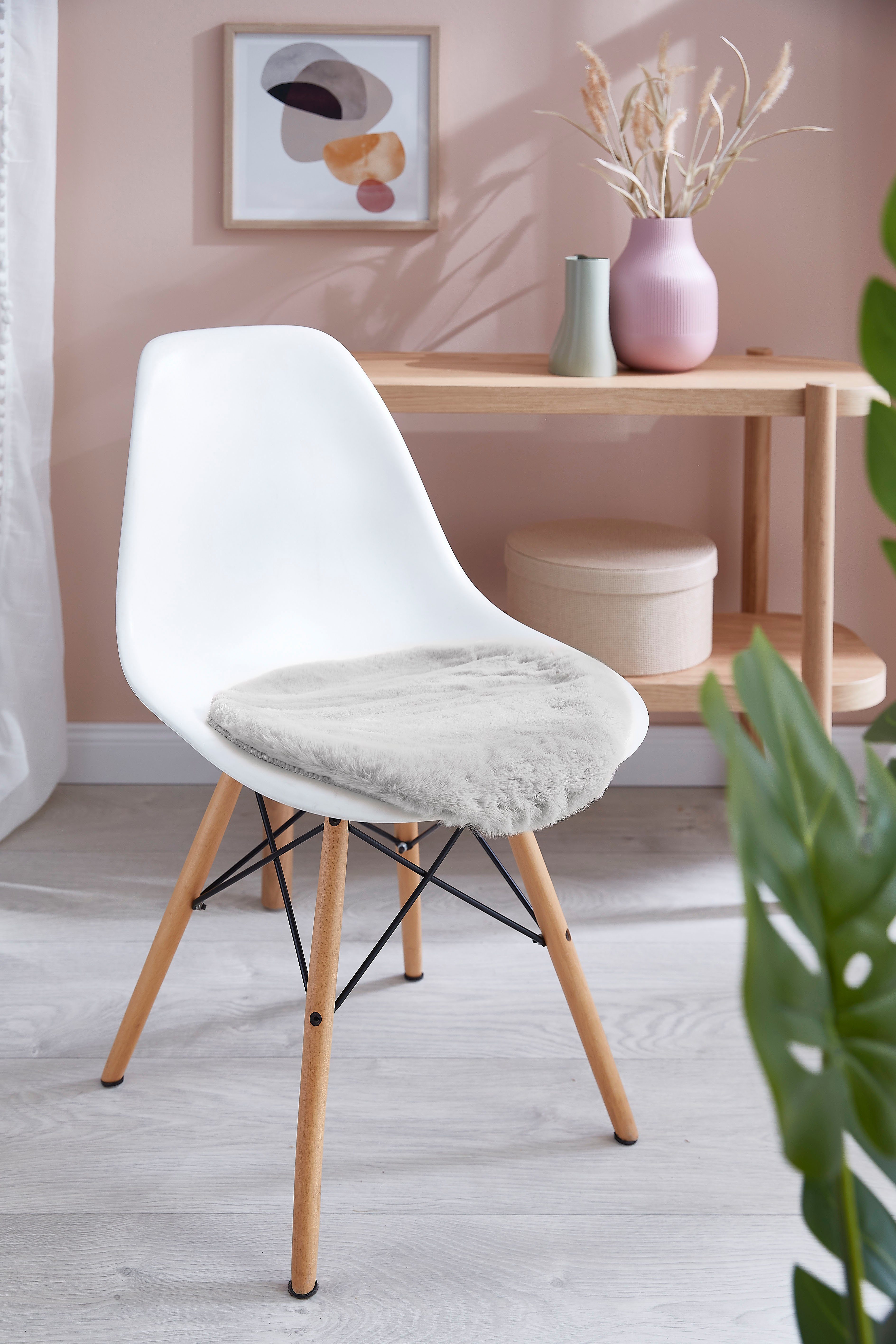 LUXOR living Sitzkissen Sitzauflage Novara, 4er Set, Kunstfell, rund, Ø 40 cm, sehr weich