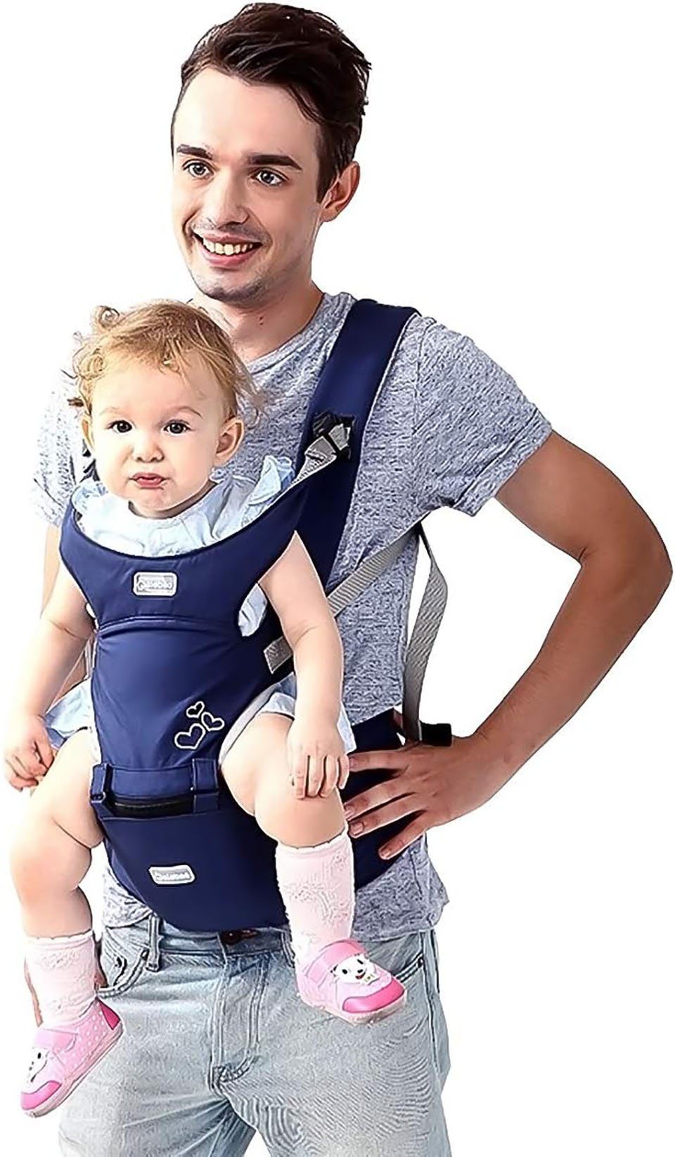 YUHRO Bauchtrage Premium Babytrage, multifunktional, ergonomisch, mit Hüftsitz., 100% Baumwolle, Schmetterlingsclip, für Babys ideal.
