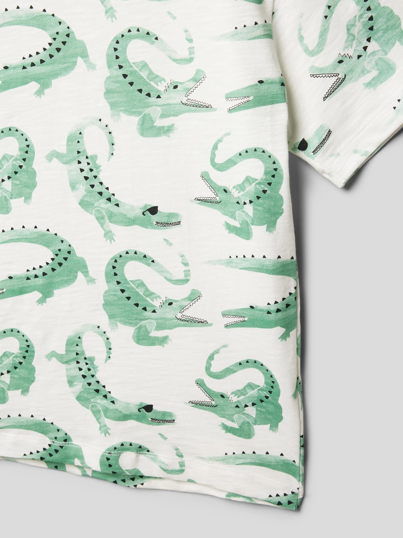 T-Shirt mit Allover-Muster in weiß