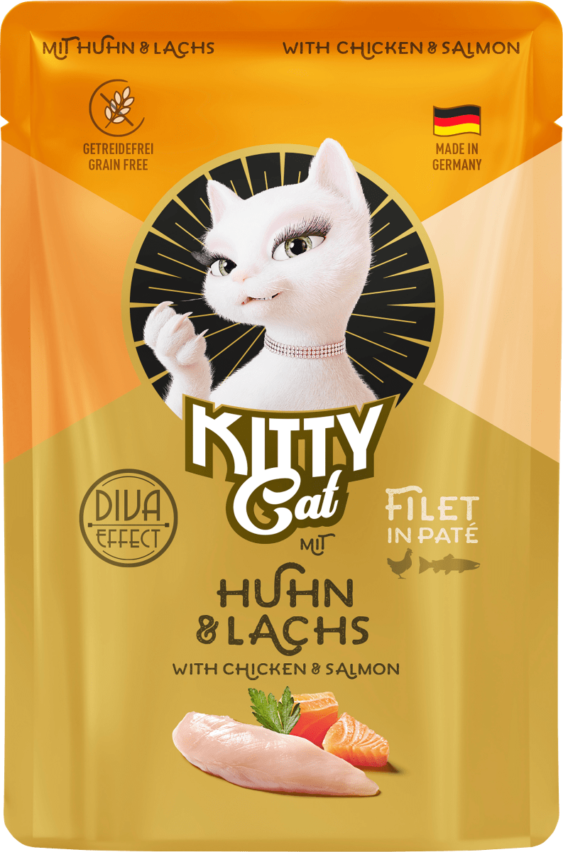 Nassfutter Katze mit Huhn & Lachs, Adult, 85 g