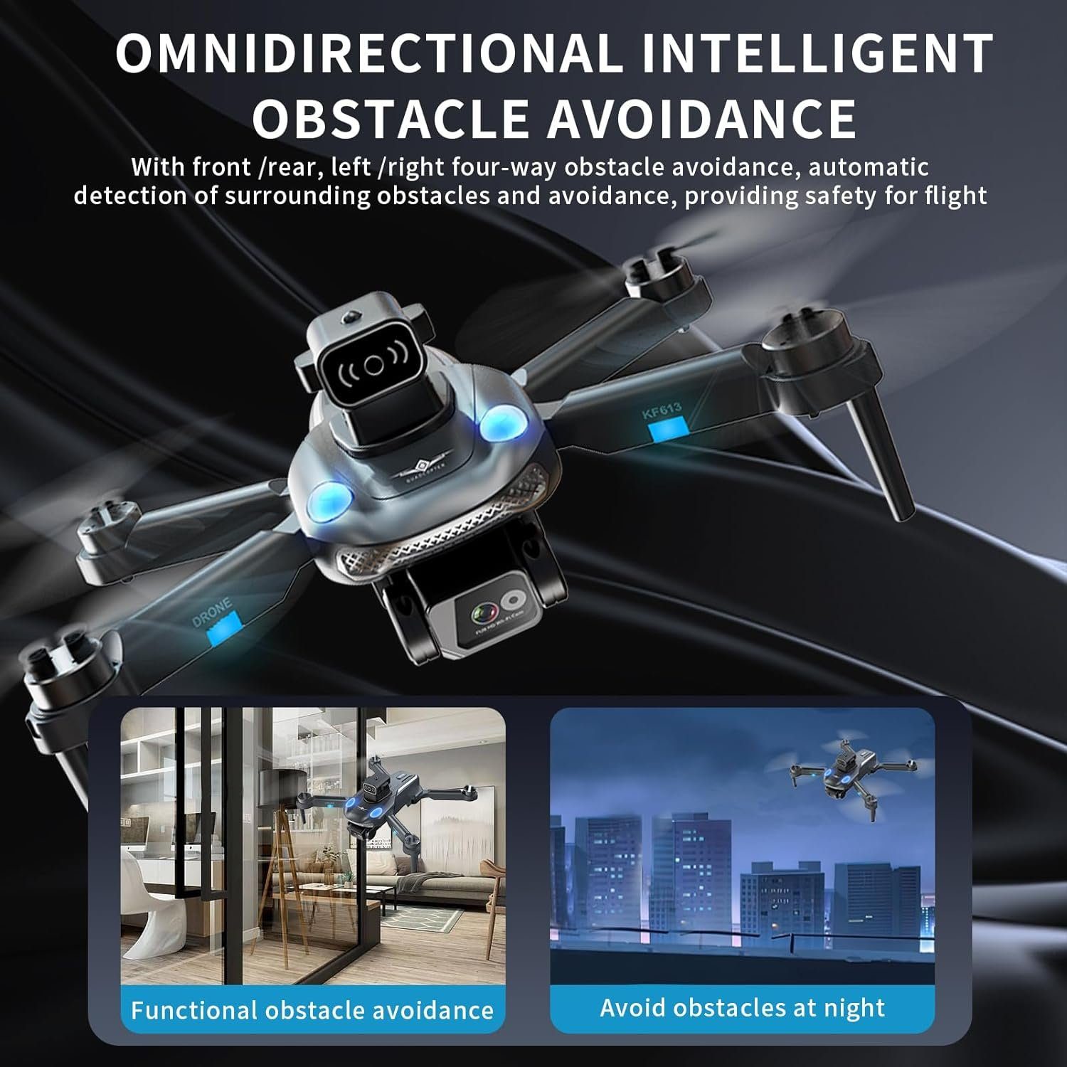 OBEST Drohne mit Einstellbarer Kamera Faltbar RC Quadrocopter GPS Drohne (4K HD, mit 360° Hindernisvermeidung, Follow-Me Drone für Anfänger Erwachsener)