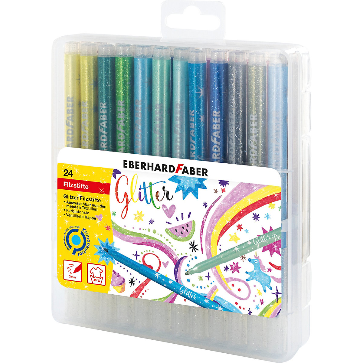 Glitter-Fasermaler, 24 Farben