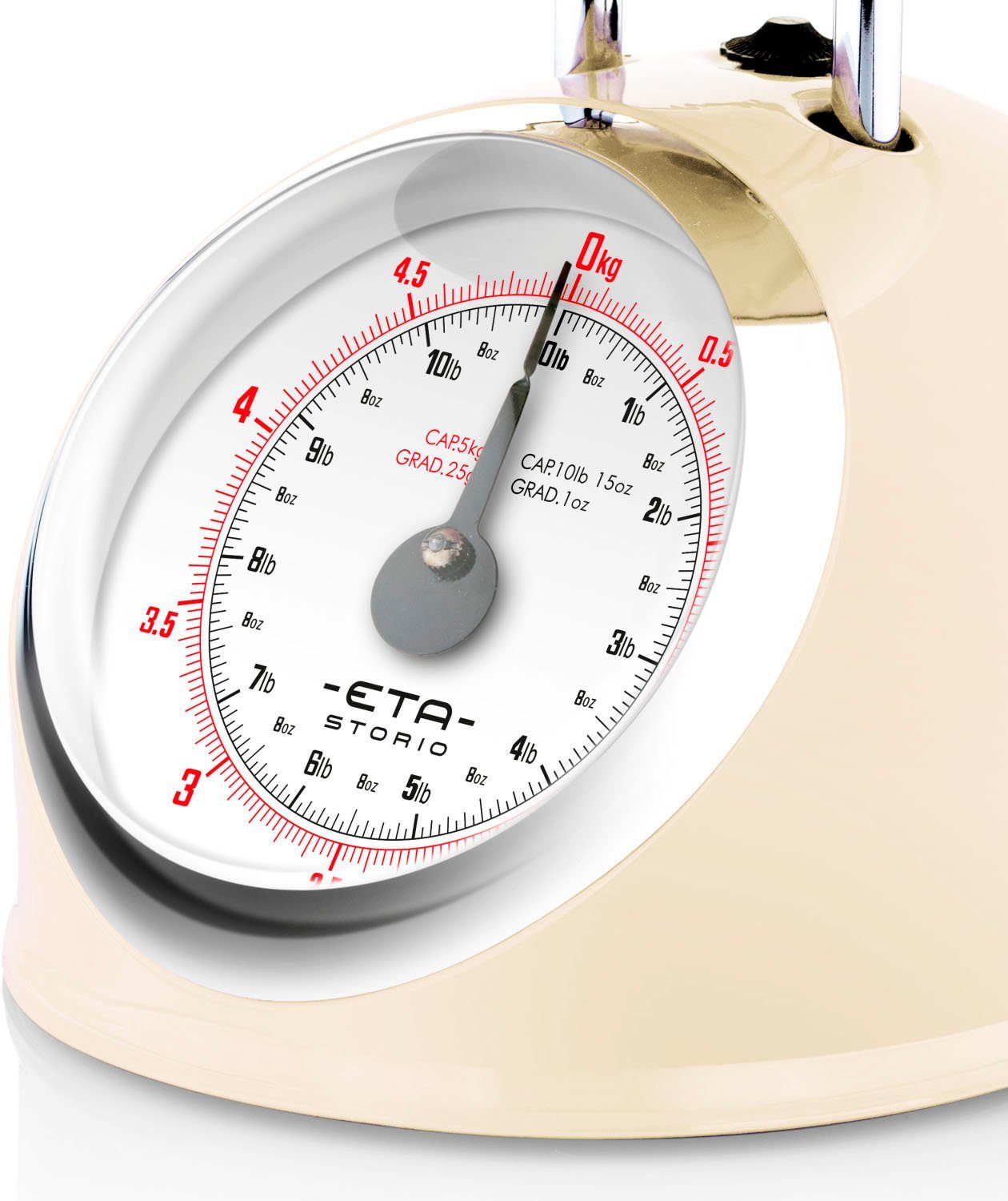 eta Küchenwaage STORIO beige ETA577790040 Retro, analog, (2-tlg), Ganzmetall-Design mit einer Edelstahl Schlüssel, bis 5 kg