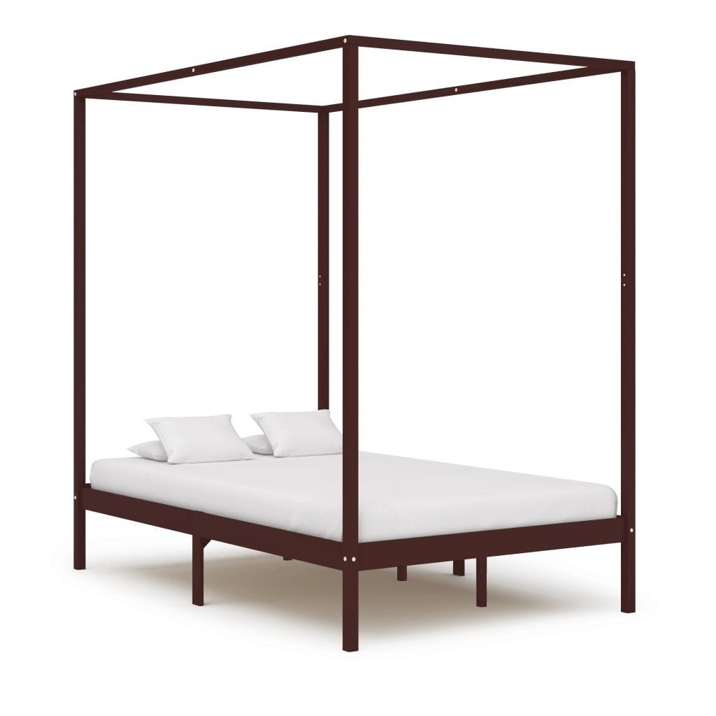 möbelando Himmelbett 299785 (LxBxH: 204x124x200 cm), aus Kiefer in Dunkelbraun