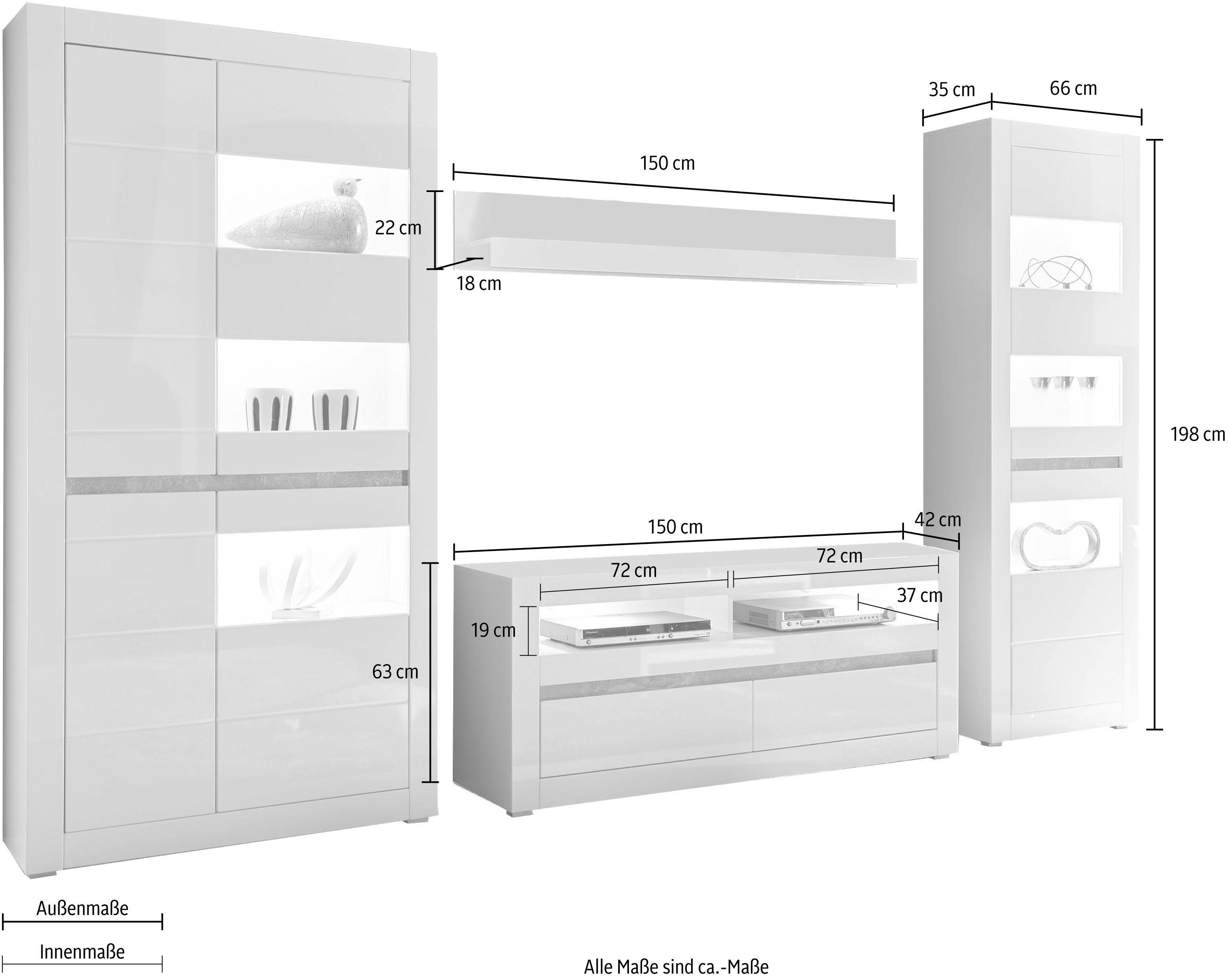INOSIGN Wohnwand Carat, (Set, 4-St)