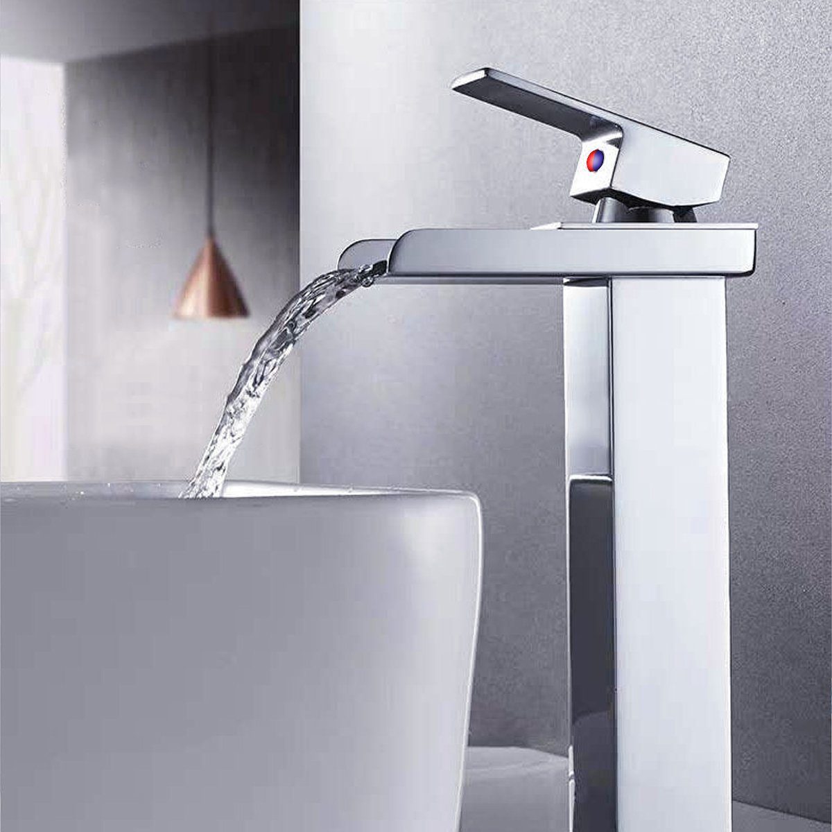 MULISOFT Waschtischarmatur Wasserfall Waschbecken 304 Edelstahl wassersparend für Badezimmer Hochwertige Wasserhahn Bad Einhebelmischer