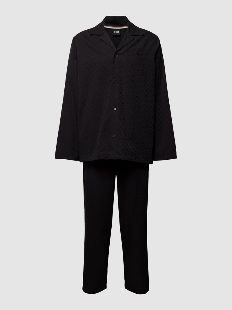 Pyjama mit Label-Stitching in schwarz