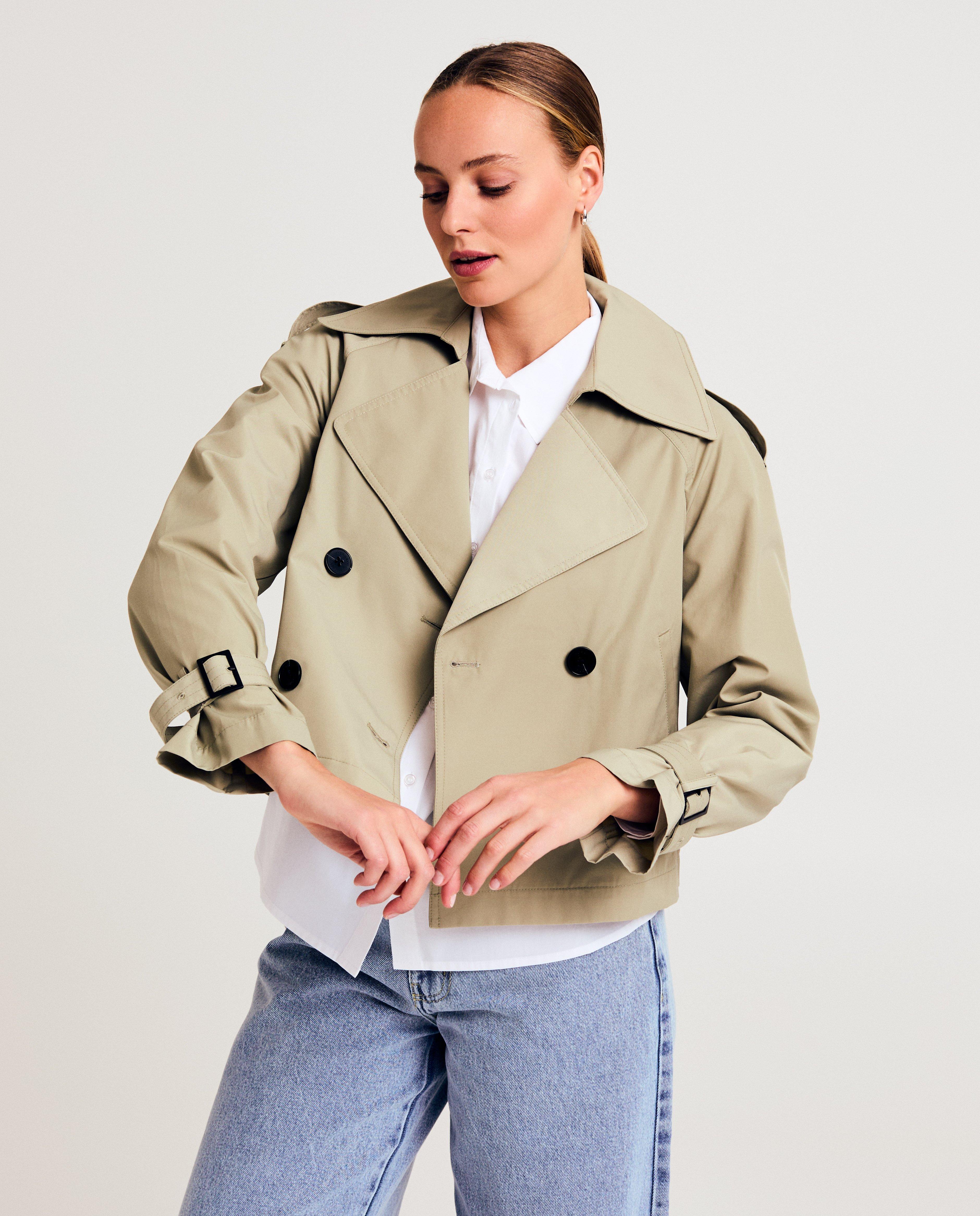 Trench scurt verde deschis Sora, kaki