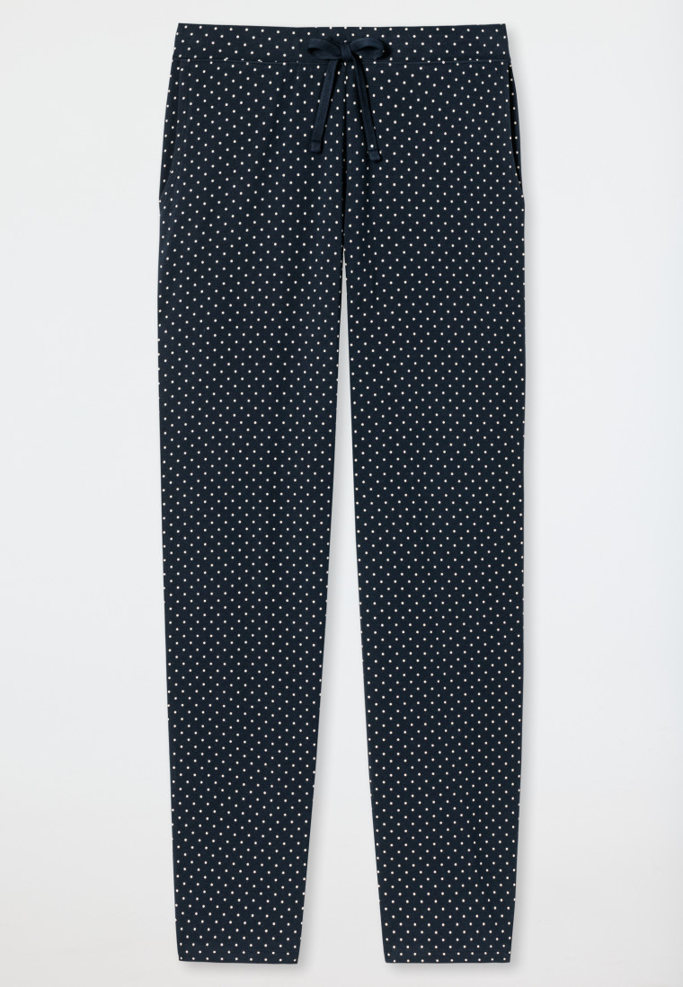 Loungehose lang Jersey Punkte dunkelblau gemustert - Mix+Relax