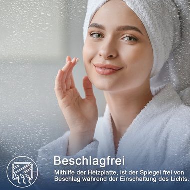 SONNI Spiegelschrank Bad Badezimmer Spiegelschrank mit LED Beleuchtung Aluminum