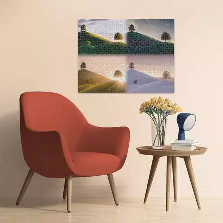 Puzzle 2000 Teile - Stimmungsvolle Bäume und Berge