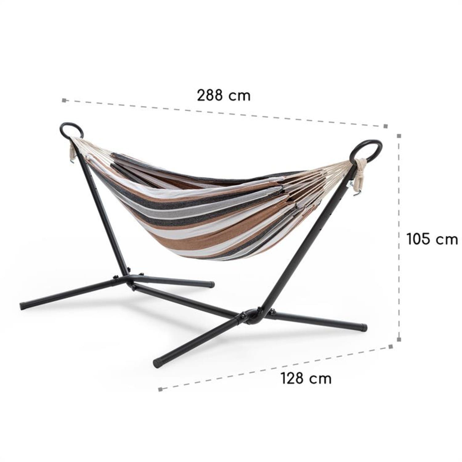 blumfeldt Hängematte Sri Lanka Swing Hängematte Stahlrahmen 160 kg max. gestreift, Stahlrahmen mit Pulverbeschichtung, Stylish Comfort-Bauweise