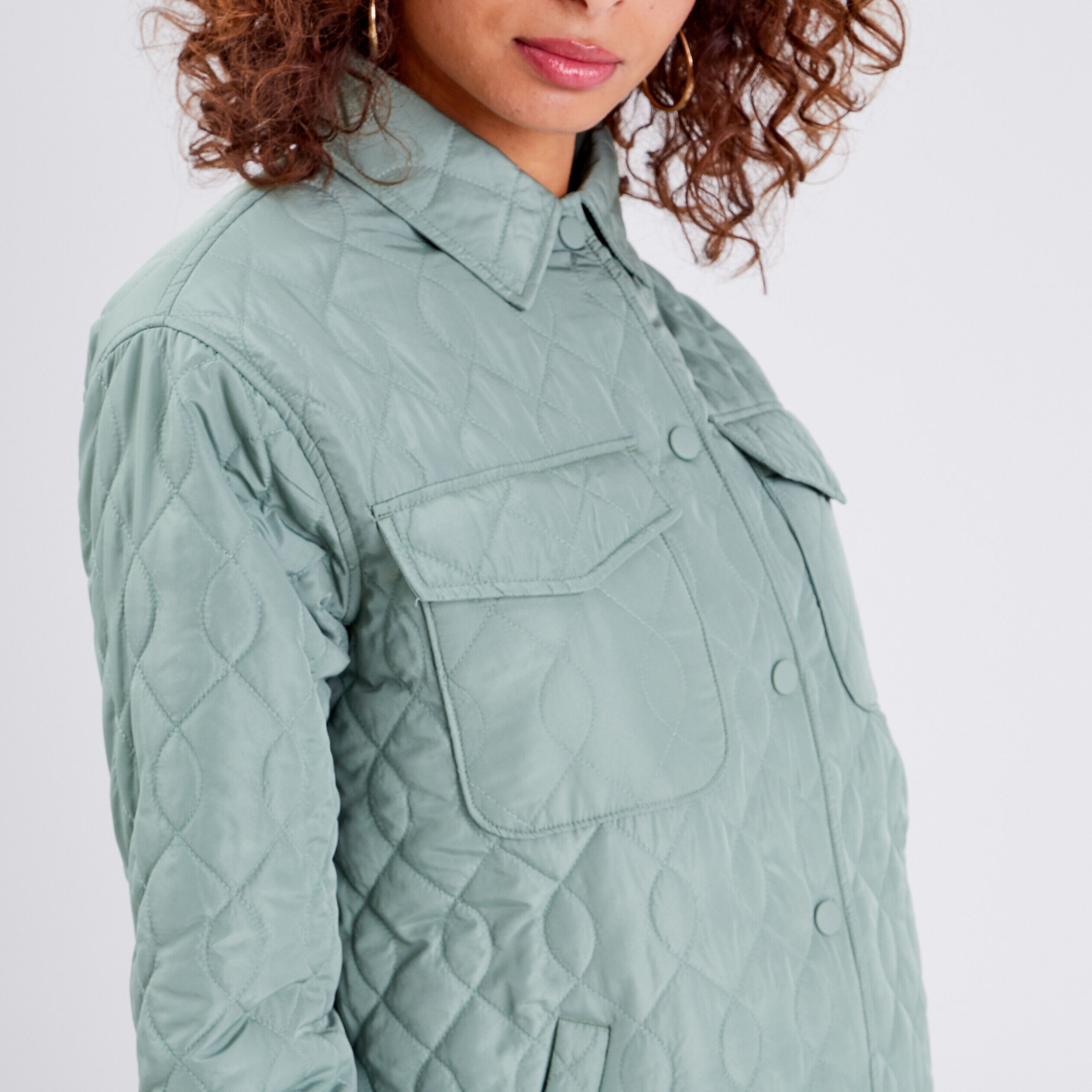 Surchemise manches longues vert foncé femme | Cache Cache