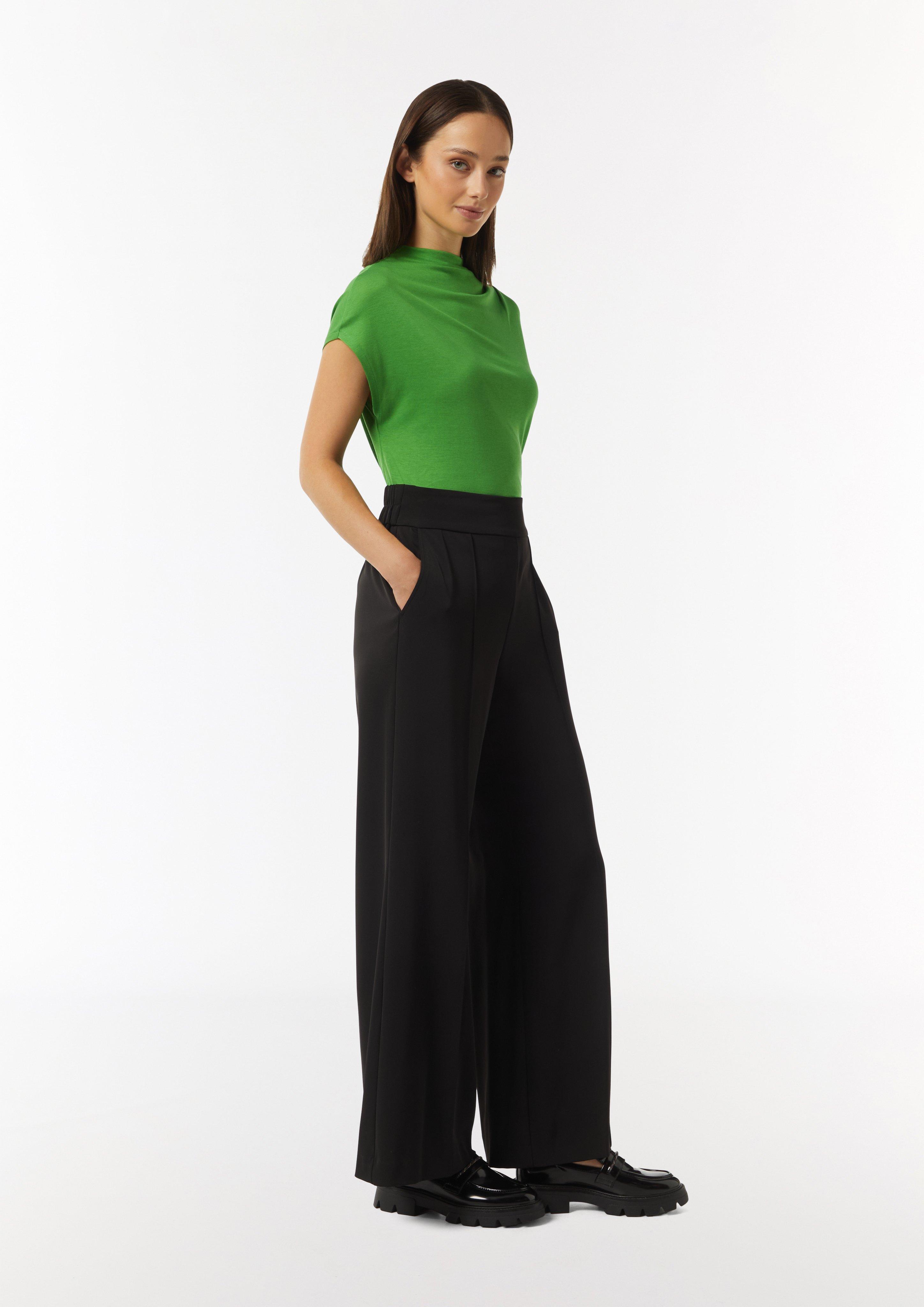 Strick-Shirt aus Lyocellmix mit Faltendetails - grün