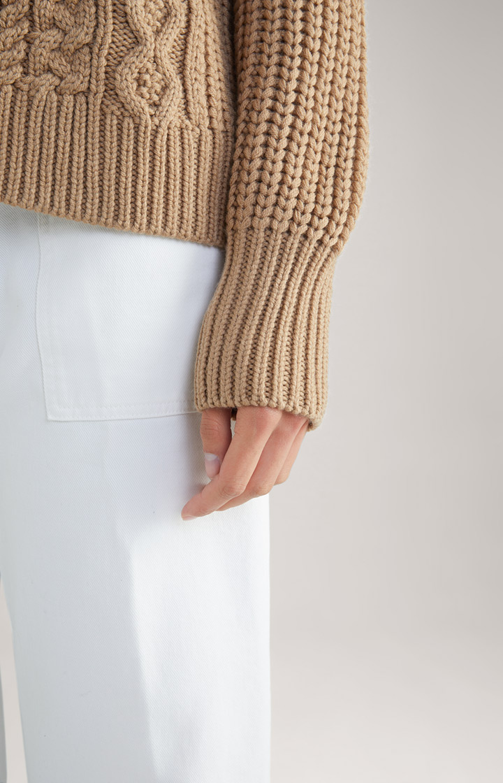 Schurwoll-Mix-Pullover in Beige