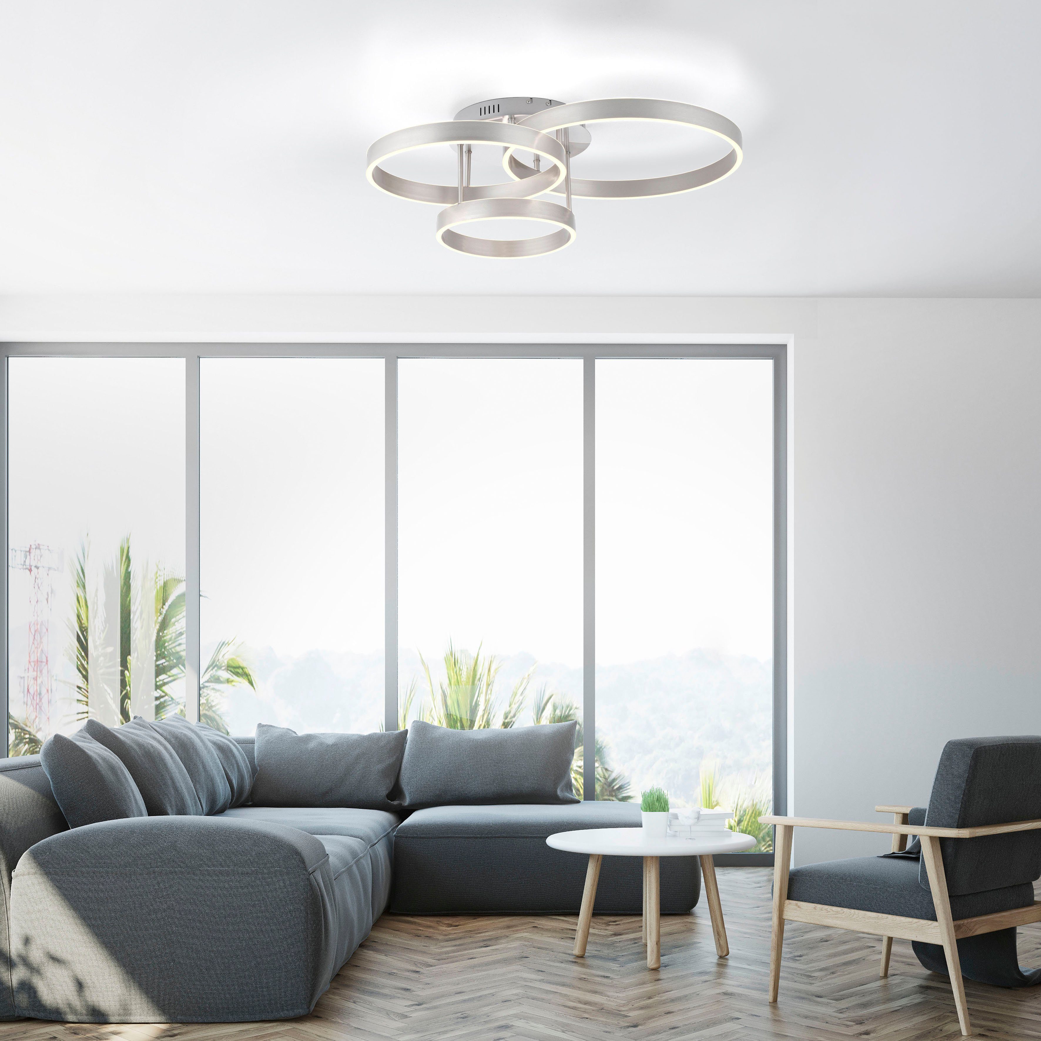 Leuchten Direkt Deckenleuchte LILLUTI, dimmbar über Fernbedienung, LED fest integriert, Warmweiß, LED, Fernbedienung, Funk inkl., separat steuerbar über FB
